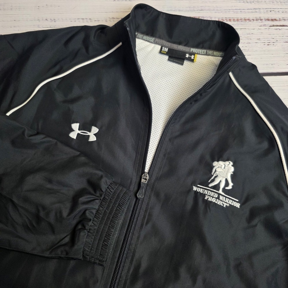 Under Armour Jacket Men Small Black Full Zip Windbreaker Wounded Warrior Project